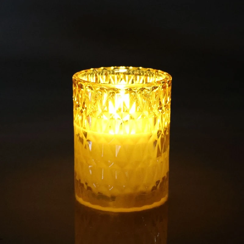LED Glass Candle 4in - Amber
