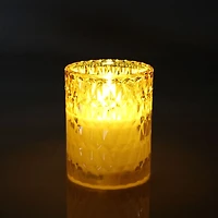 LED Glass Candle 4in - Amber