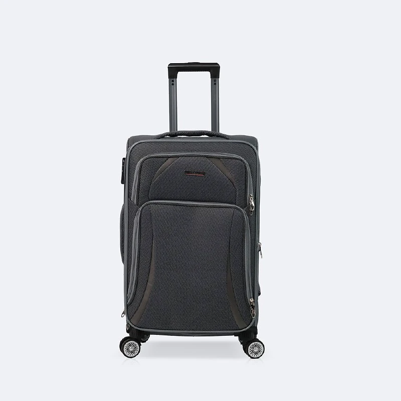 4-Piece Soft Side Spinner Wheels Luggage Set- Grey