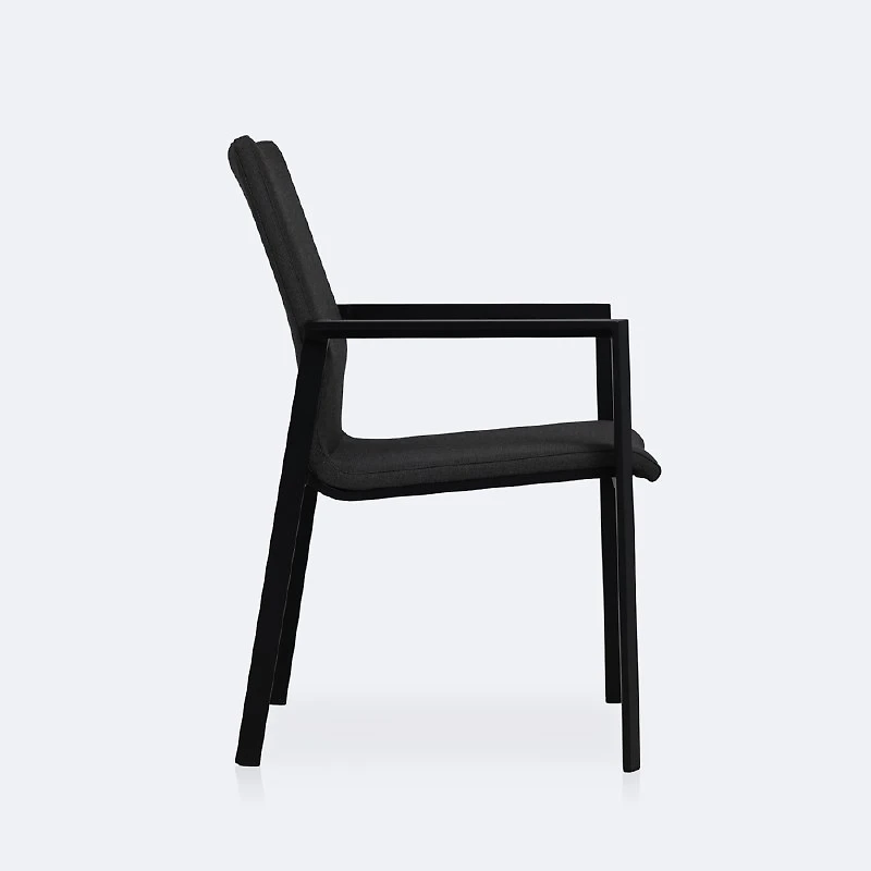 Manhattan Sling Padded Chair - Black Frame / Sunbrella Logan Graphite Sling