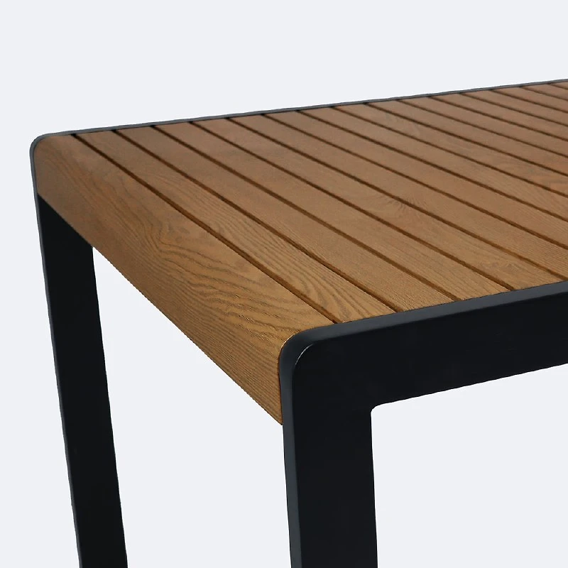 Napa Dining Table - Black Frame - Wood-look Slat Table Top