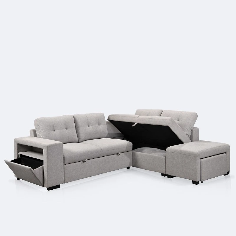 Optimo Storage Sectional With Pull Out Sleeper and Ottomans