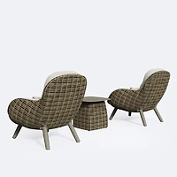 Palm Wicker Set - Taupe Frame / Coffee Wicker / Cream Cushion