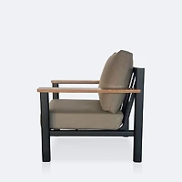 Rumi Club Chair - Woodlook/Black Frame / DotBella Truffle Cushion