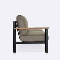 Rumi LHF Loveseat - Woodlook/Black Frame / DotBella Truffle Cushion