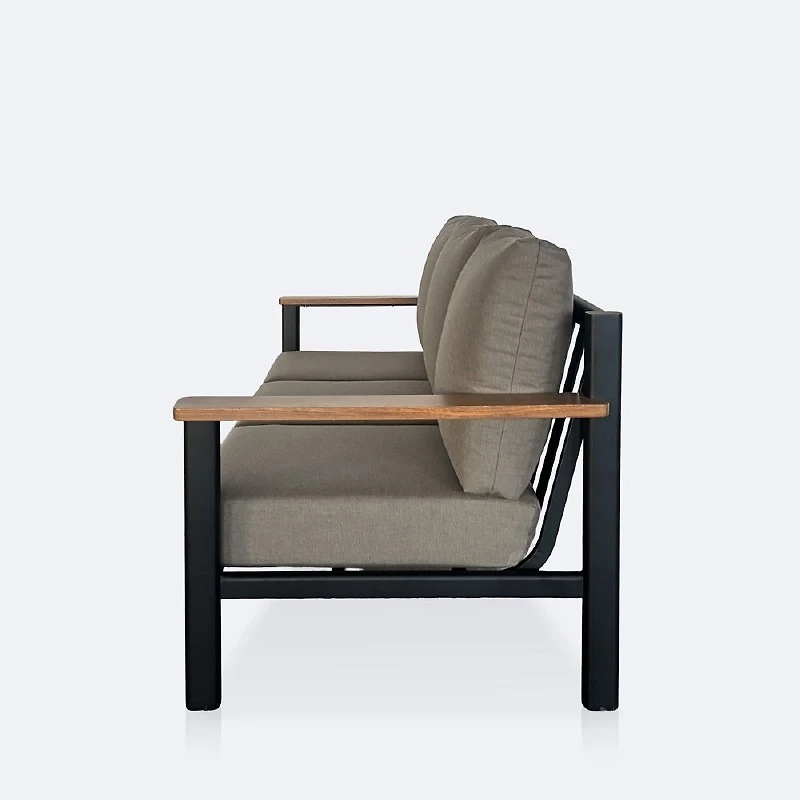 Rumi Sofa - Woodlook/Black Frame / DotBella Truffle Cushion