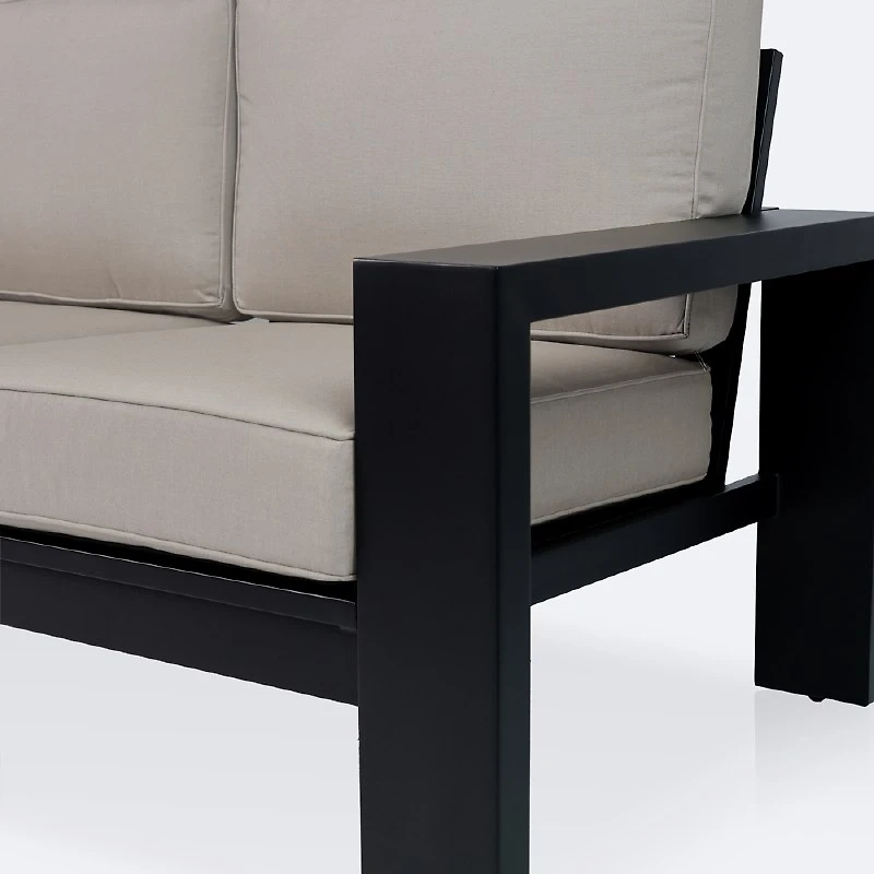 Shoreline Right Hand Facing Loveseat - Black Frame, Cast Shale Cushions