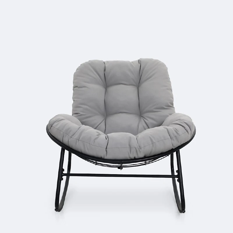 Simmons Rocking Chair - Black Frame - Greige Cushion 