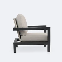 Troy Club Chair - Black Frame - Beige Cushions