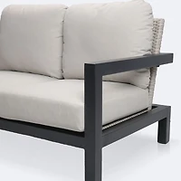 Troy Right Hand Facing Loveseat- Black Frame - Beige Cushions
