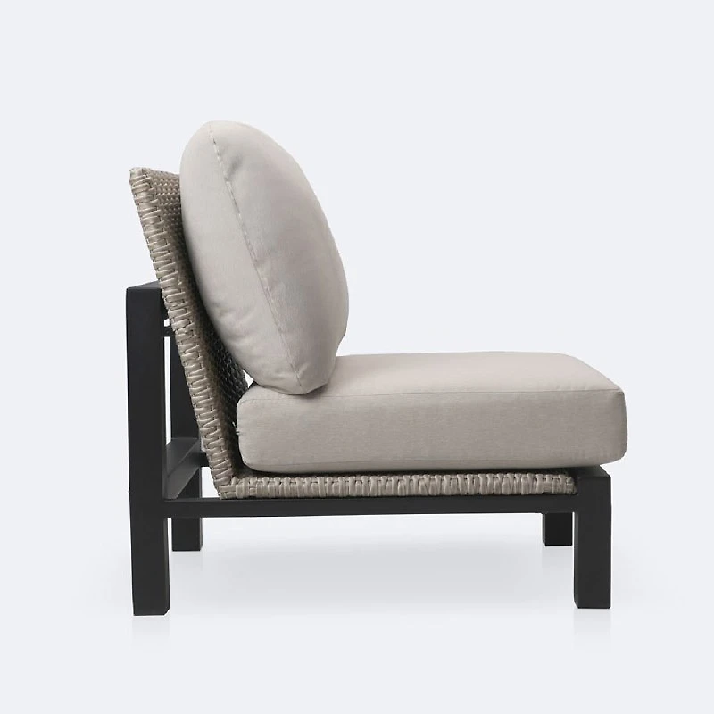 Troy Side Chair- Black Frame - Beige Cushions
