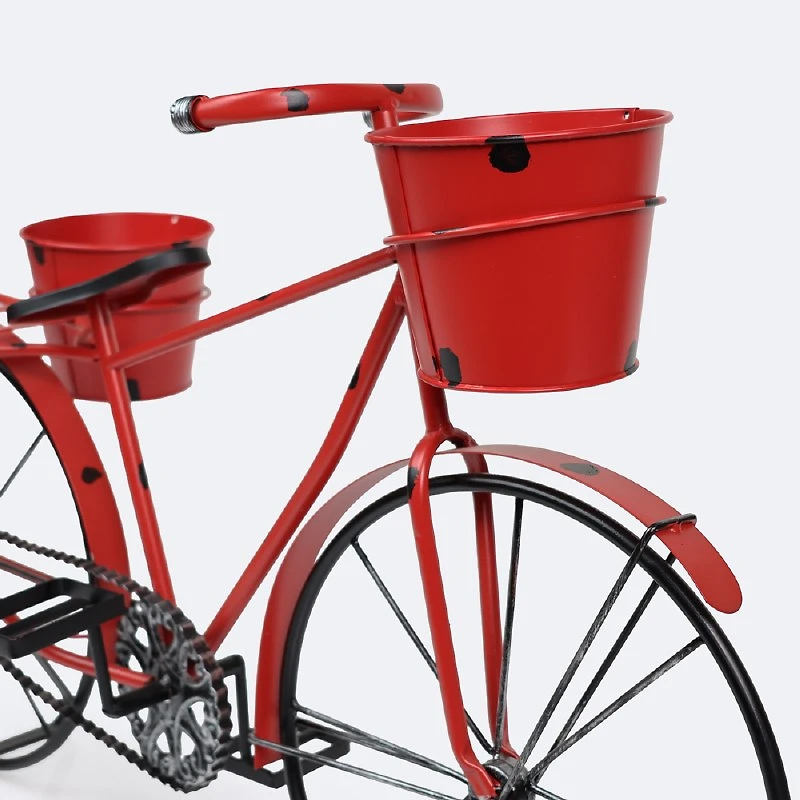 Decorative Metal Bicycle Planter - Red