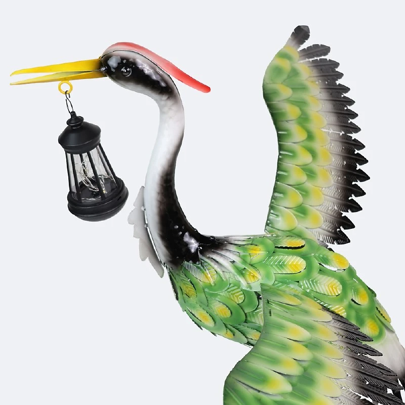 Green Crane with Solar Lights