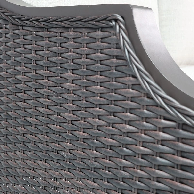 Vienna Sofa - Brown Frame/Wicker, Linen Cushions