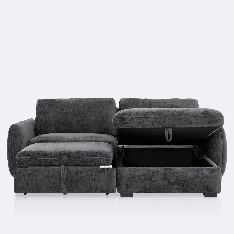 Albus Reversible Loveseat Sectional Sleeper - Charcoal