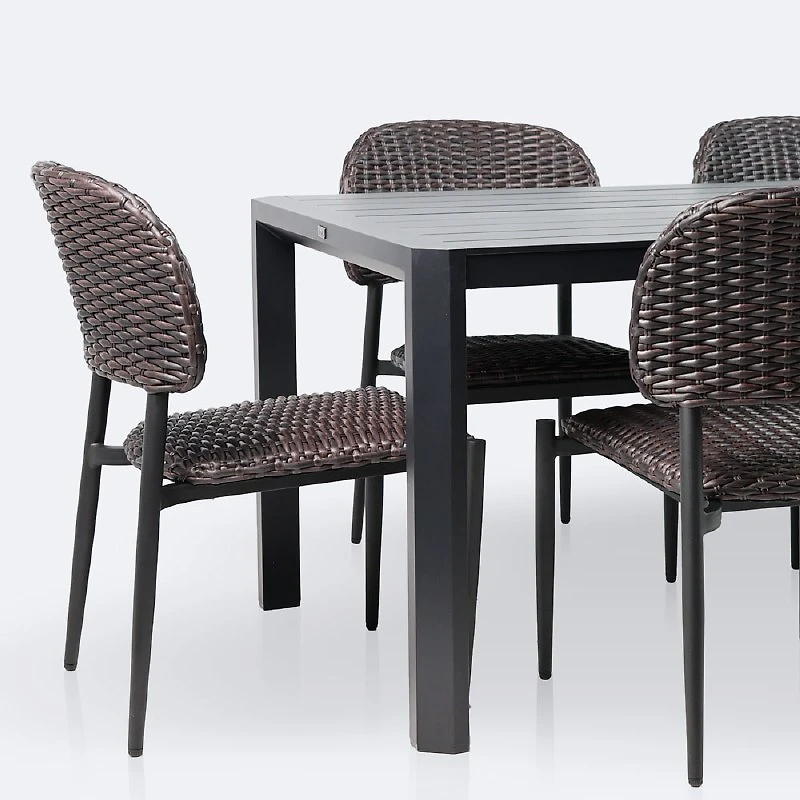 Austin Dining Set - 6 Seats- Black/Brown