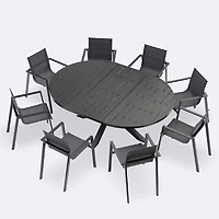 Darwin - Holland Dining Set - 8 Seat - Black