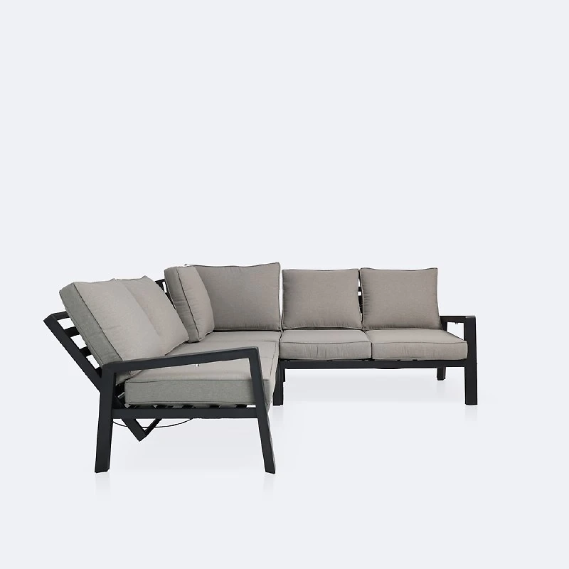 Elloise Reclining Sectional  - Black Frame, Grey Clay Cushions