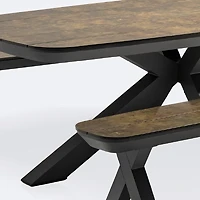 Ethan Dining Set with Benches- Black