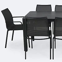 Holiday Extendable Table Dining Set - 8 Seats- Black Frame / Shadow Sling