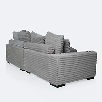 Luna Ultra Plush Sectional with Dual Cupholders and USB Ports - Grey