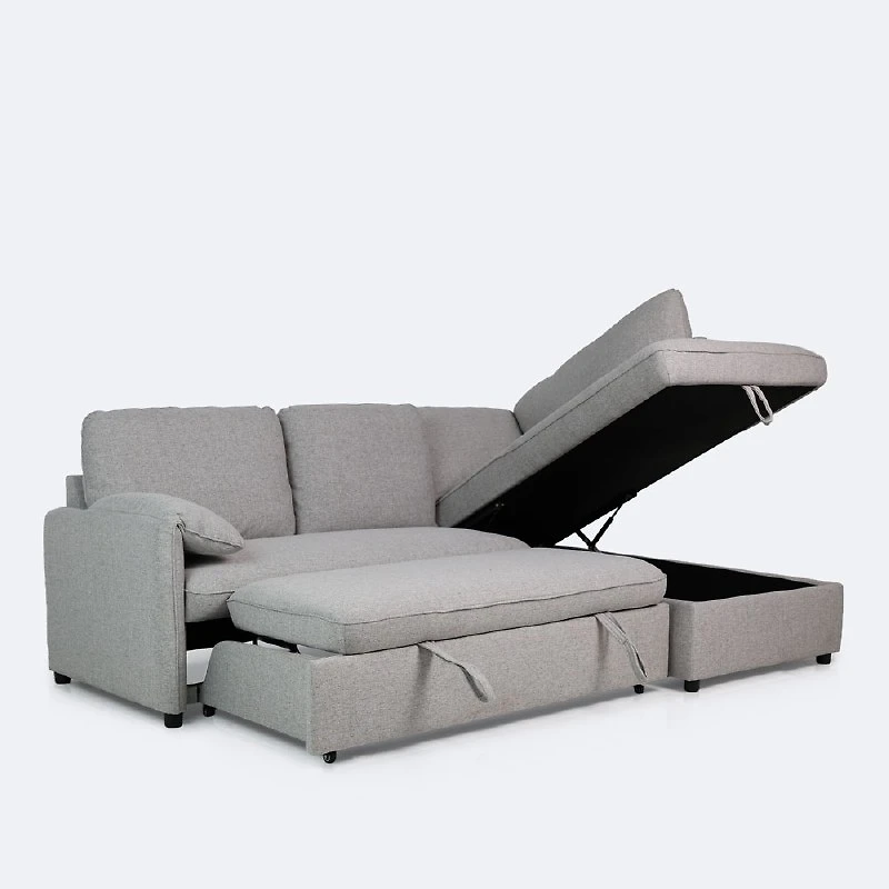 Maddox Right Hand Facing Sleeper Sectional with Storage Chaise - Grey