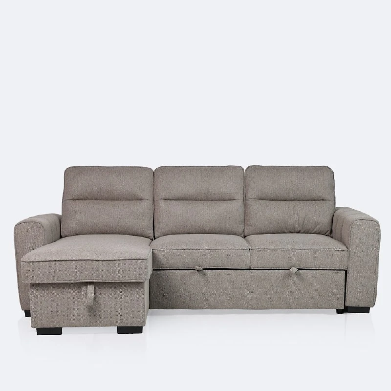 Morris Reversible Sleeper Sectional with Storage Chaise - Taupe