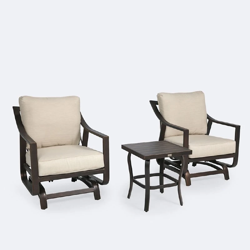 Riviera Conversation Set - Seats 2 - Brushed Bronze/Cream Cushion