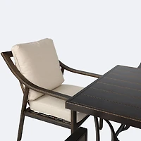 Riviera Dining Set - Seats 6 - Brushed Bronze Frame/Cream Cushion