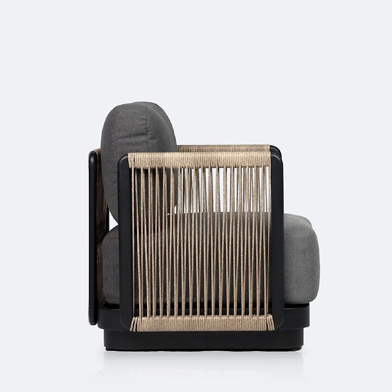Tova Club Chair - Black Frame, Ash Gray Cushions