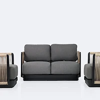 Tova Loveseat Conversation Set - - Black Frame, Ash Gray Cushions