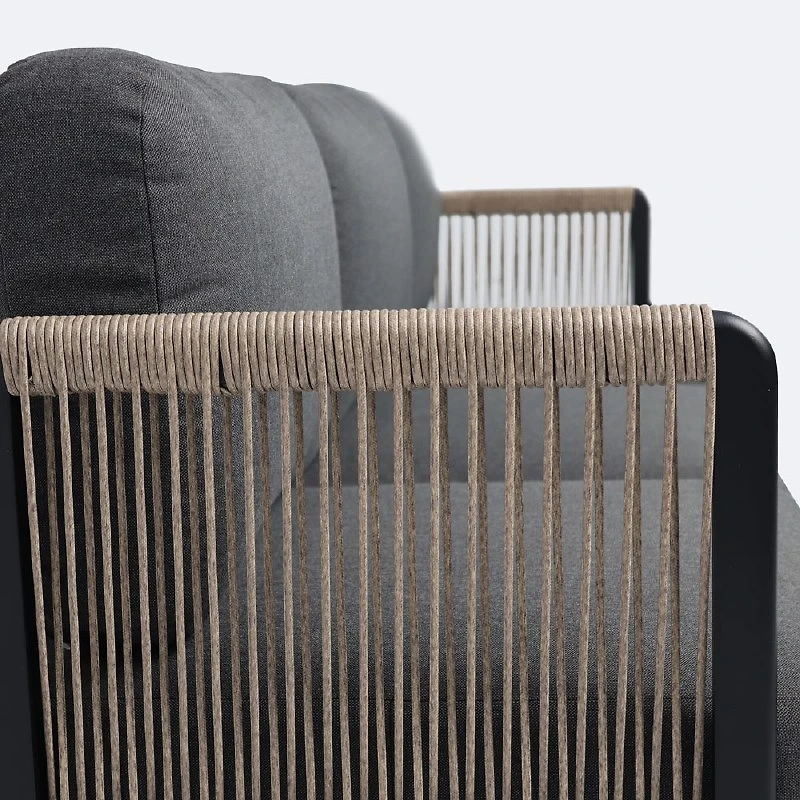 Tova Sofa - Black Frame, Ash Gray Cushions