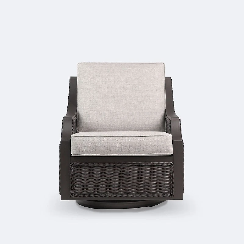 Vienna Sofa Conversation Set - Brown Frame/Wicker, Linen Cushions