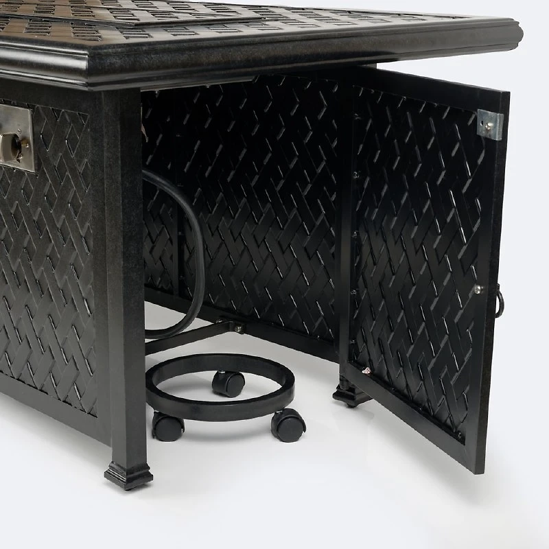 Weave 32"x50" Rectangular Firepit Table - Black Tippet
