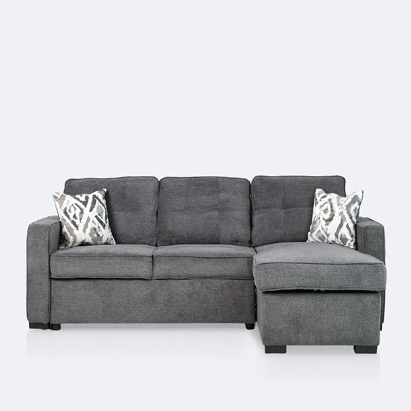 Willow Reversible Sleeper Sectional with Storage Chaise - Grey