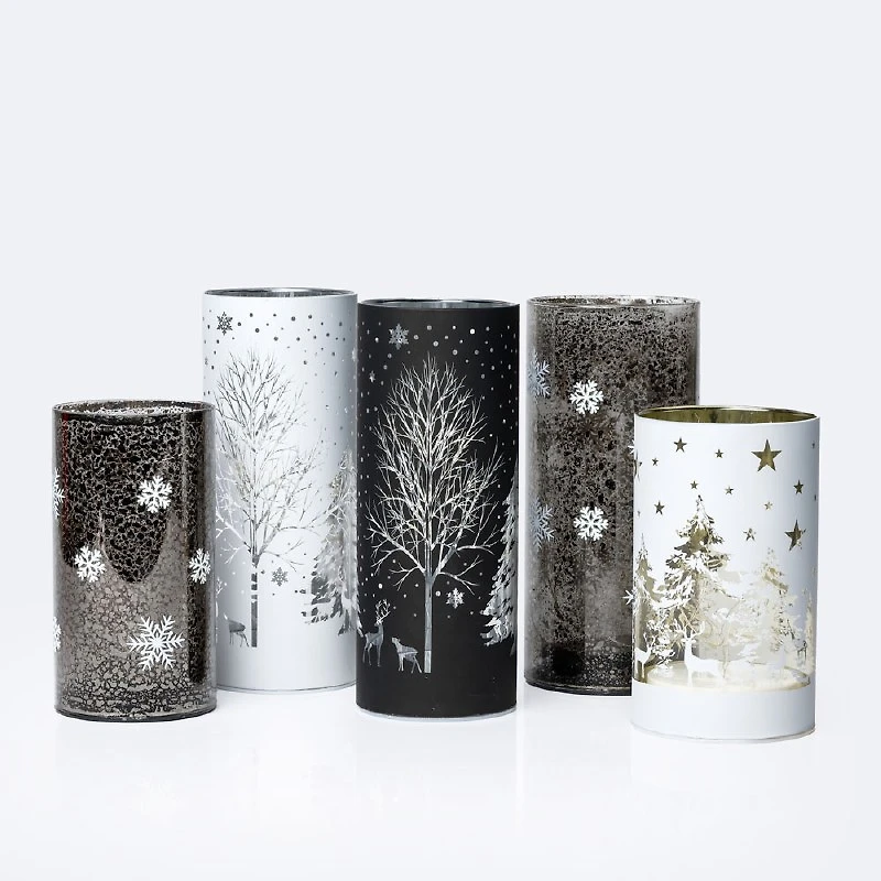 LED Cylinder Lg - Snowflake