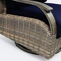 Bayside Swivel Club Chair - Mixed Beige Wicker/Sunbrella Canvas Navy Cushion