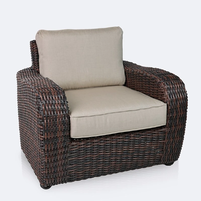Willow Club Chair - Brown Mixed Wicker/Sand Cushion