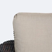 Willow Swivel Club Chair - Brown Mixed Wicker/Sand Cushion