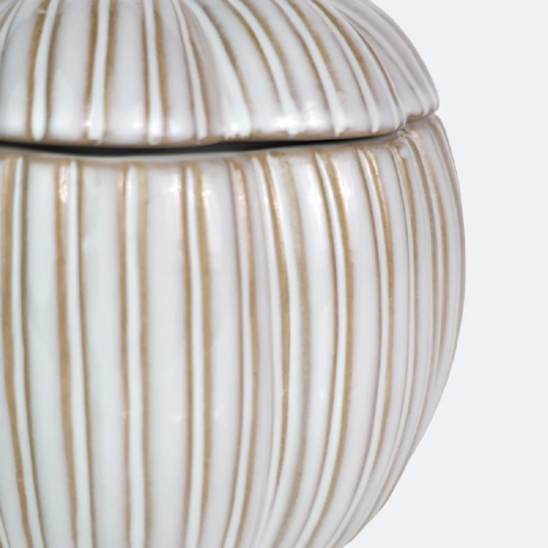 Ceramic Pumpkin Jar - Ivory