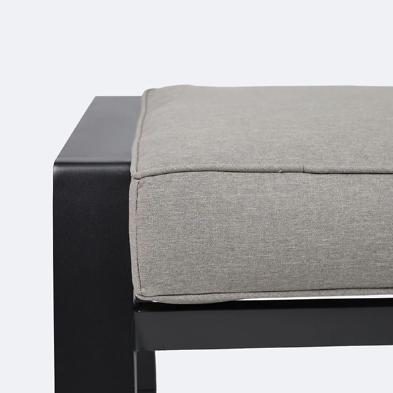 Elloise Ottoman - Black Frame, Grey Clay Cushions