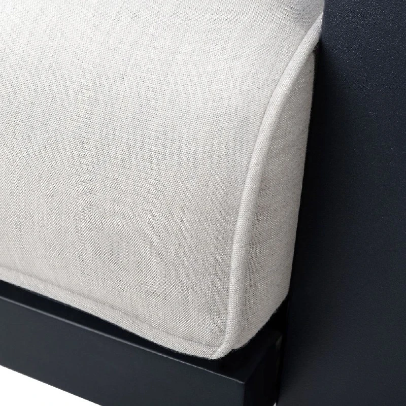 Eros Left Hand Facing Loveseat, Black Frame, Sand Cushions