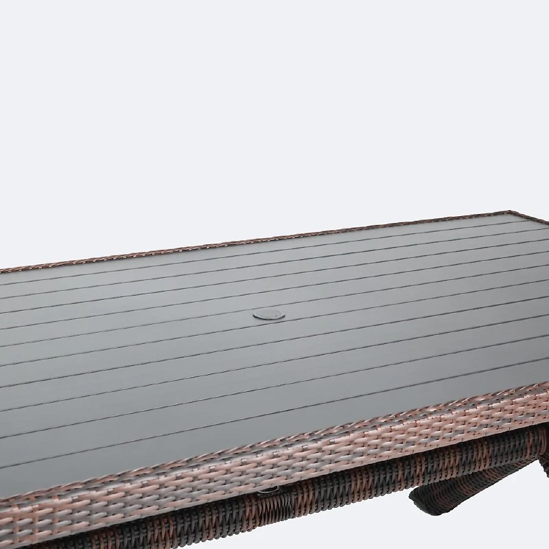 Willow 43" x 84" Dining Table - Black Top/Brown Mixed Wicker