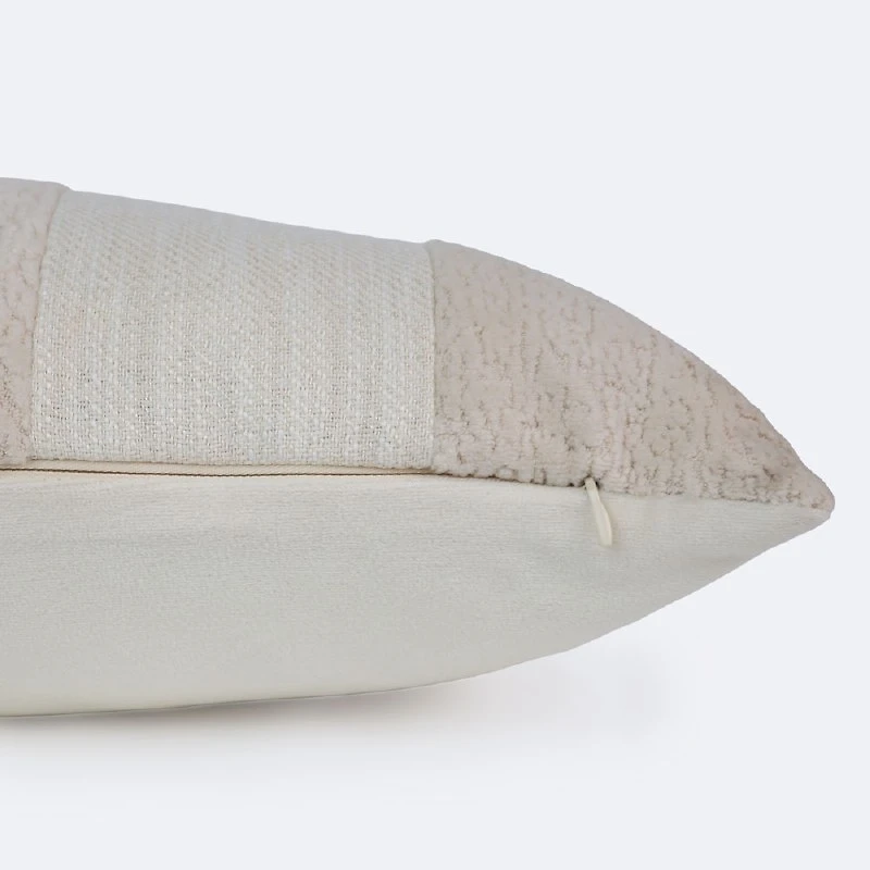 12"x20" Throw Pillow - Ivory Boucle Stripes