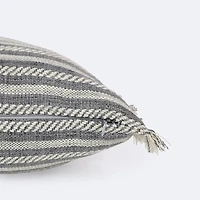 18"x18" Throw Pillow - Grey Stripes with Fringe