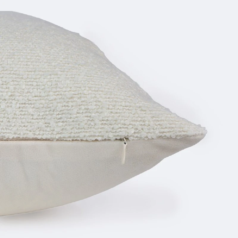 18"x18" Throw Pillow - Ivory Boucle with Stitching