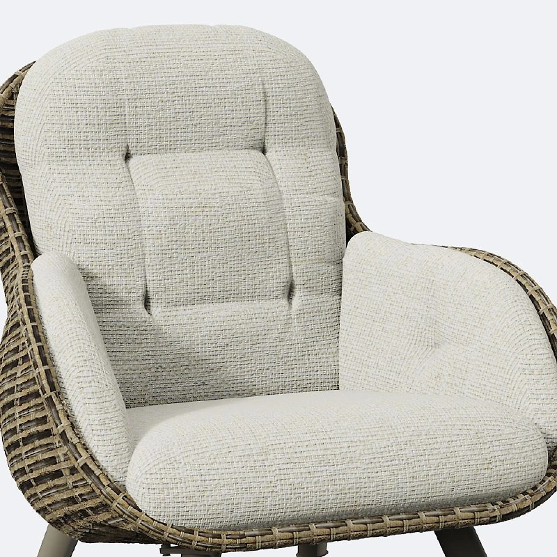 Palm Wicker Set - Taupe Frame / Coffee Wicker / Cream Cushion
