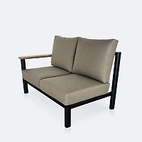 Rumi LHF Loveseat - Woodlook/Black Frame / DotBella Truffle Cushion