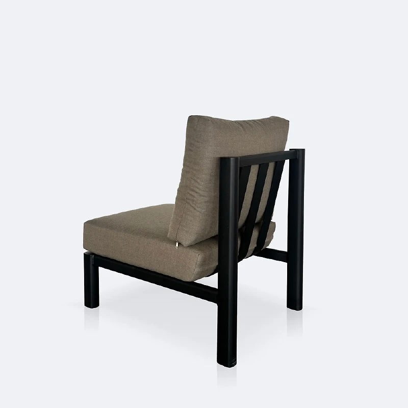 Rumi Side Chair - Woodlook/Black Frame / DotBella Truffle Cushion