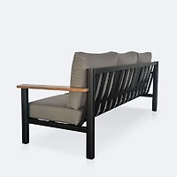 Rumi Sofa - Woodlook/Black Frame / DotBella Truffle Cushion